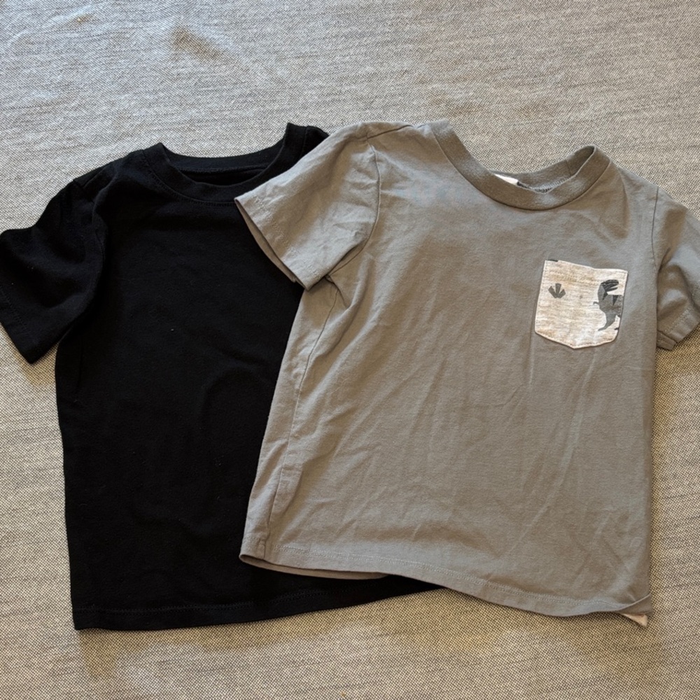 ⭕️Kids' solid Black and Gray Dino Pocket Tee Set